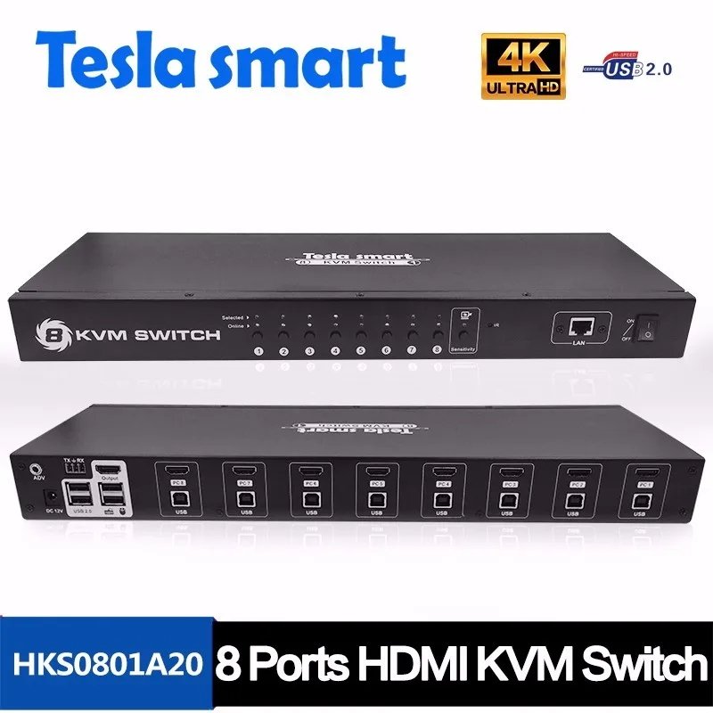 Push Button Switch Controller 8x1 Kvm Hdmi Switcher With Usb 2.0 Super