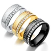 Laser engrave silver/gold/black stylish crystal pave stainless steel allah muslim ring