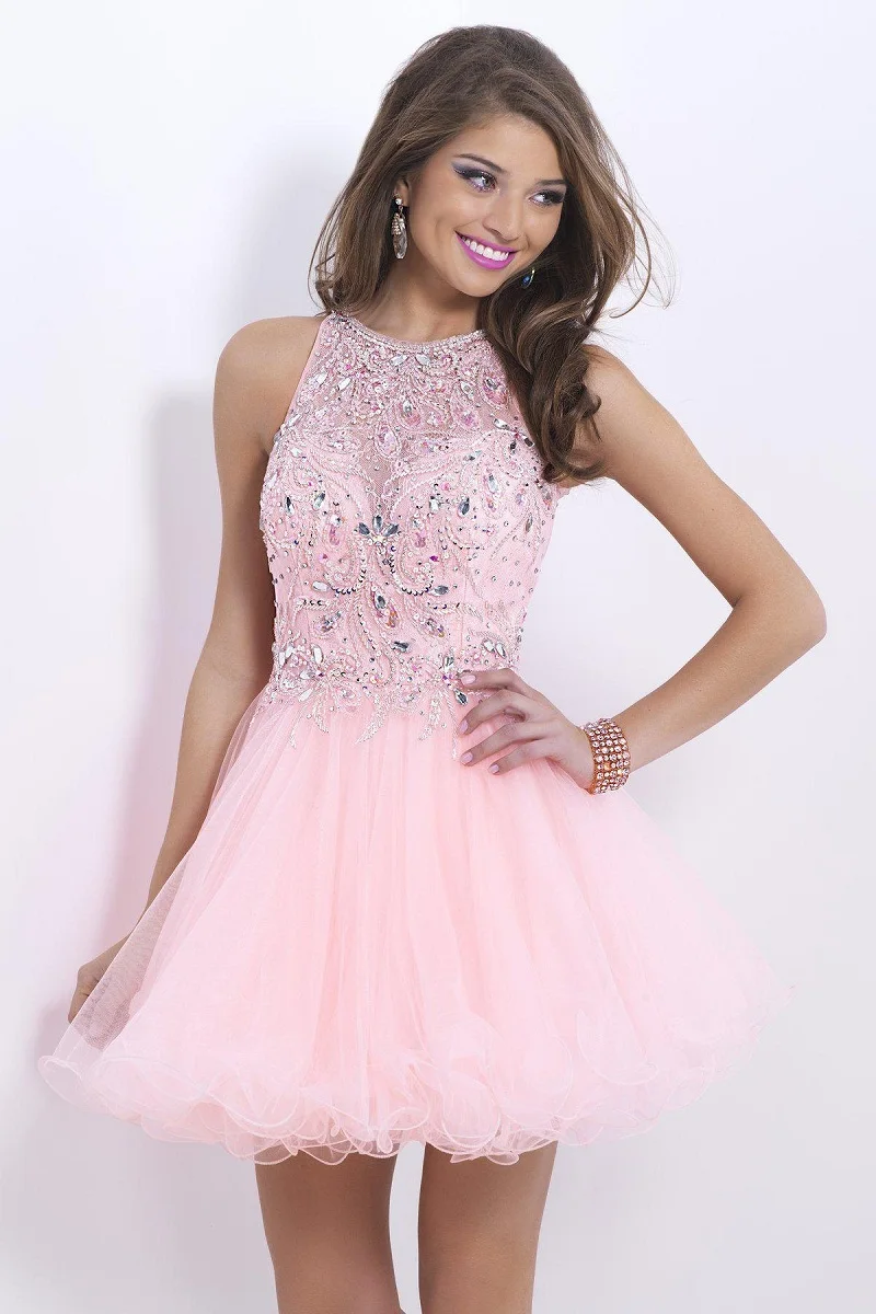 short pink puffy prom dresses