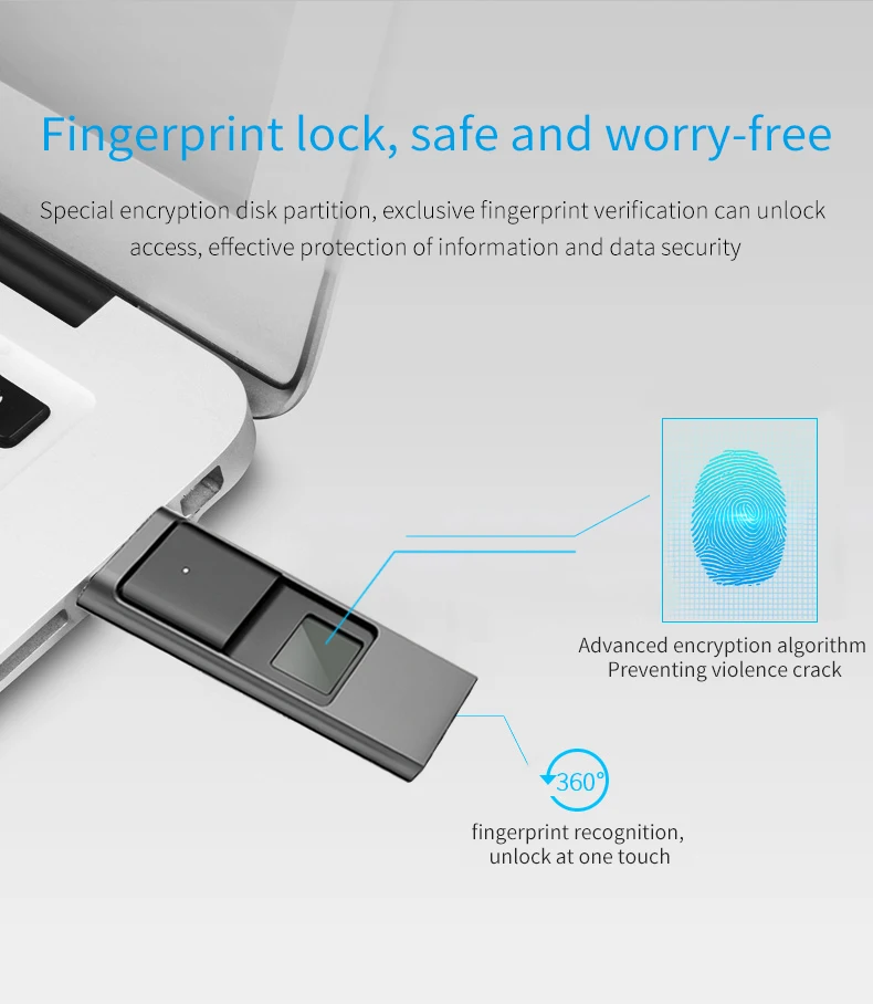 Hot sale Privacy protection fingerprint USB fingerptint U disk 32gb flash drive usb 3.0 for office - ANKUX.COM