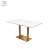 Contemporary design furniture marble top and gold copper metal leg 10-12 seater dining table