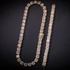 Luxury Brass PVD Zirconia Necklace Bracelet set 10mm width Gold Silver Men's Hip hop Jewelry Factory Price