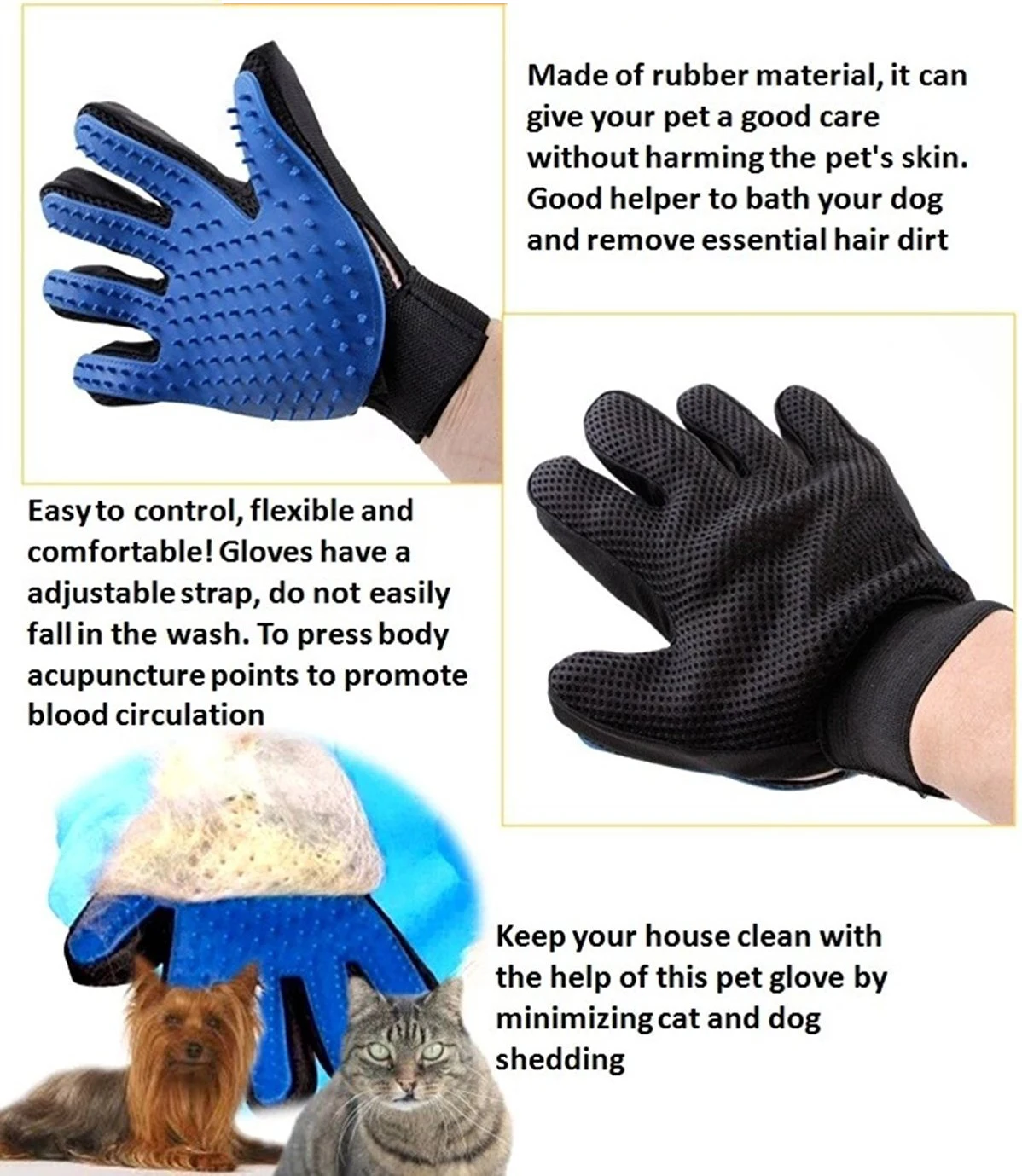 Wholesale Pet Supplies Soft Pet Hair Remover Gloves Pet Grooming Glove
