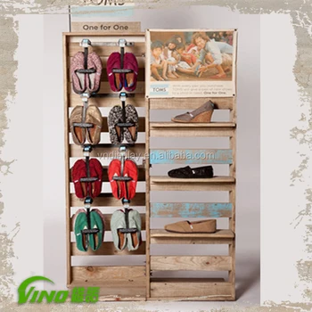 New Style Rustic Wood Shoe Rack Store Display Racks With Metal Hooks New Style Rustic Wood Shoe Rack Store Display Racks With Metal Hooks