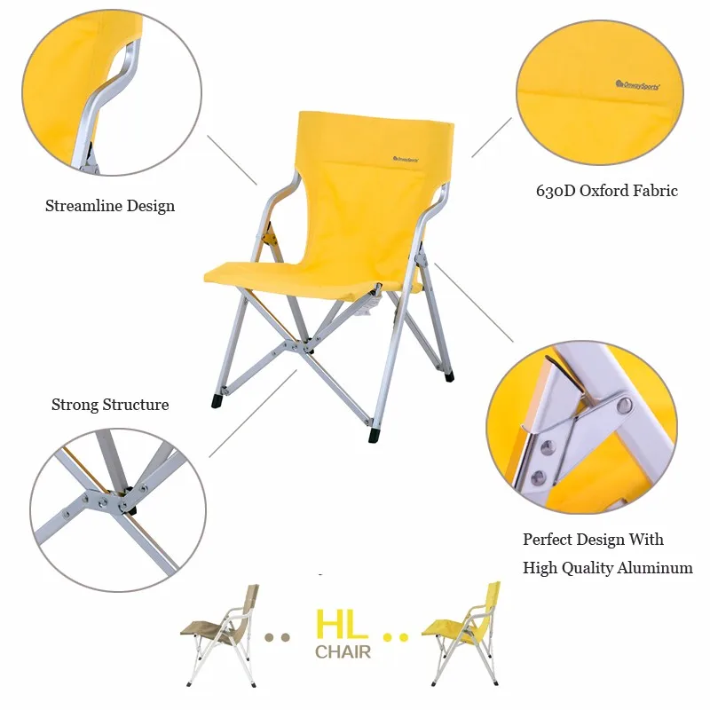 Onwaysports Patio Ultralight Portable Yellow Camping Chair Foldable Ow