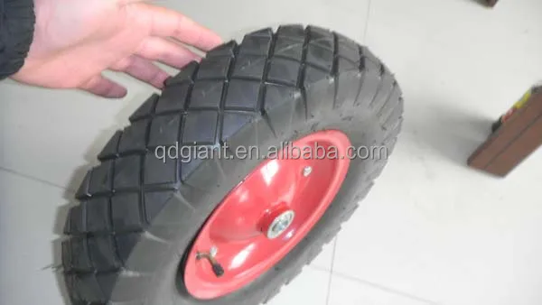 Pneumatic rubber wheel 4.00-8 with square pattern tire