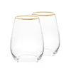 Excellence Quality Personalized Gold Rim Stemless Wine Glasses