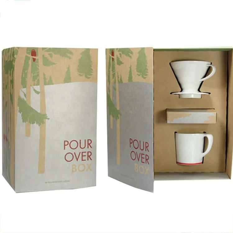 Custom Printed Packaging Cardboard Coffee Mug Cup Bottle Gift Packaging