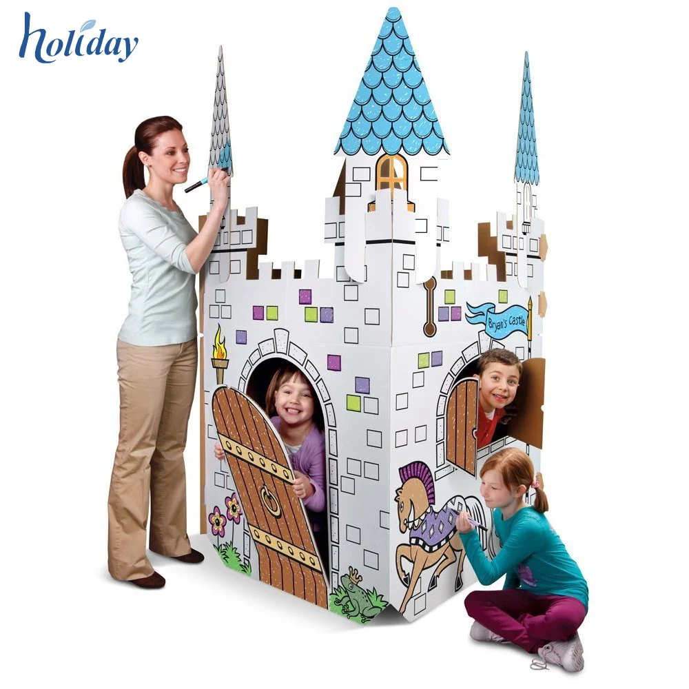 Castle kids. Домик Melissa & Doug картонный замок 5519. Melissa and Doug замок картонный. Замок из картона для фотозоны. Замок Дисней из картона.