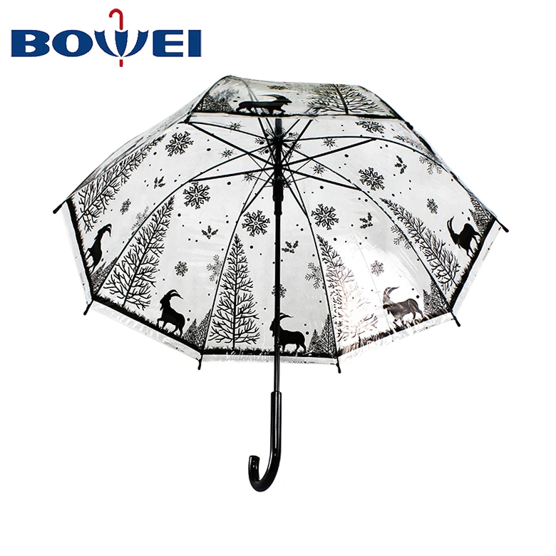 Flower printing Straight Umbrella POE straight clear printing Umbrella