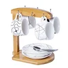 Bamboo Cup & Mug Rack Coffee Cup Holder Display Stand Kitchen Accessories Storage Tea Cup Organizer Hanger Holder 6 Hooks