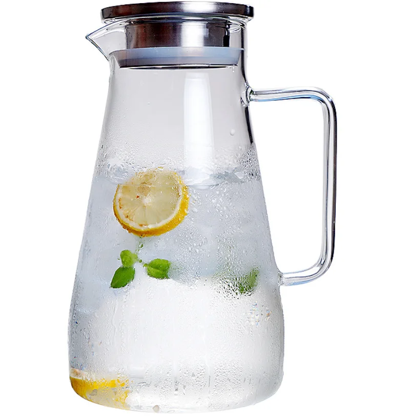 Glass Pitcher With Lid,Water Jug For Hot/cold Water,Ice Tea And Juice ...