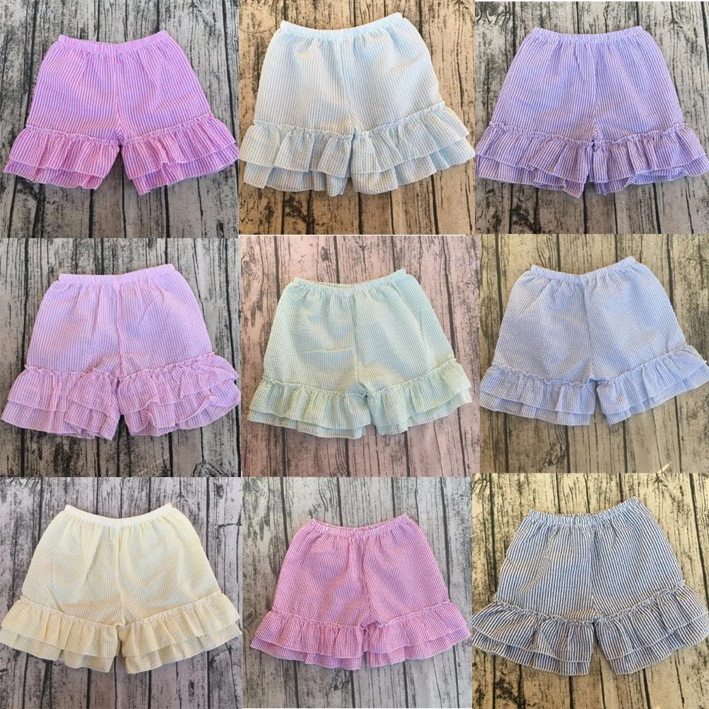 Wholesale Baby Ruffle Bloomers Seersucker Gingham Ruffle Shorts For ...