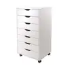 Mobile Storage Cabinet for Closet/Office White Wooden Multi 7 Drawers