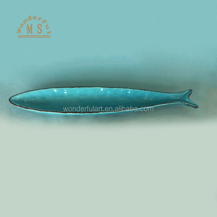 Popular ceramic fish plate,ocean series fish shaped serving dish