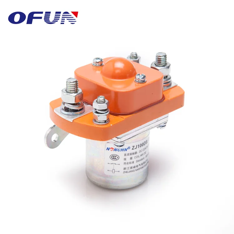 OFUN Normally Open 24V Coil 100A Dc Type Solenoid Contactor Relay