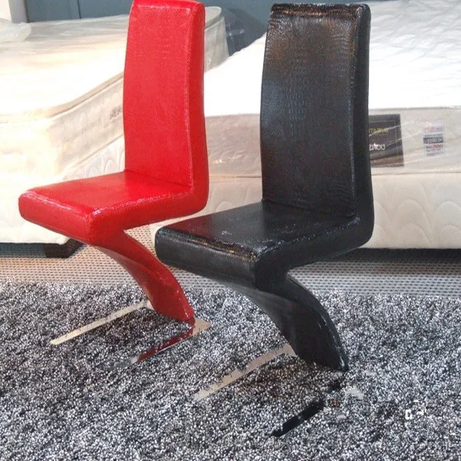 Black Pu Leather Chrome Steel Z Shape Dining Chair Styles Buy Z Shape
