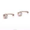 Dainty White Zirconia Hug Hoops, Sterling Silver Gold Plated, Gemstone Earrings, Open Hoop, Minimalist LYE0087