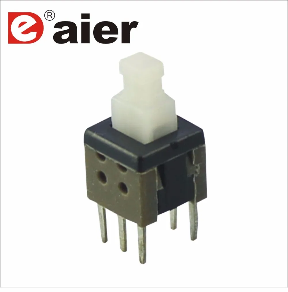 KFC 6Pin 2P2T Latch Push Electronic Switch 8.5x8.5 Square Plastic Design