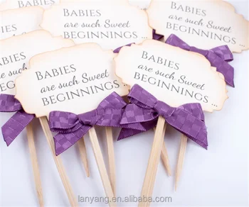 Baby Shower Toppers Party Food Picks Purple Cupcake Toppers