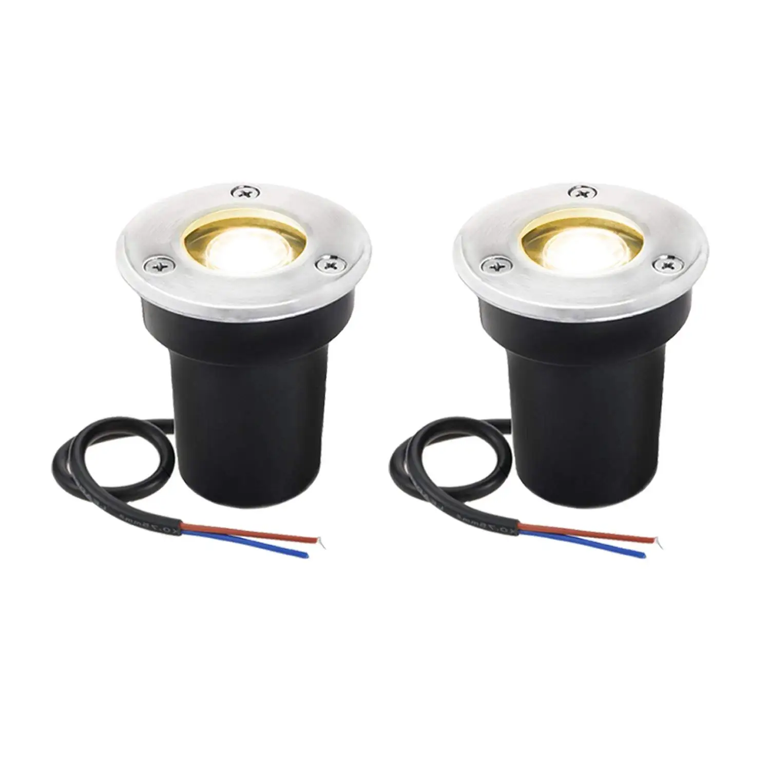 LEDwholesalers Low Voltage In-Ground LED Well Light with Brushed Stainless Steel Trim 3-Watt 3731
