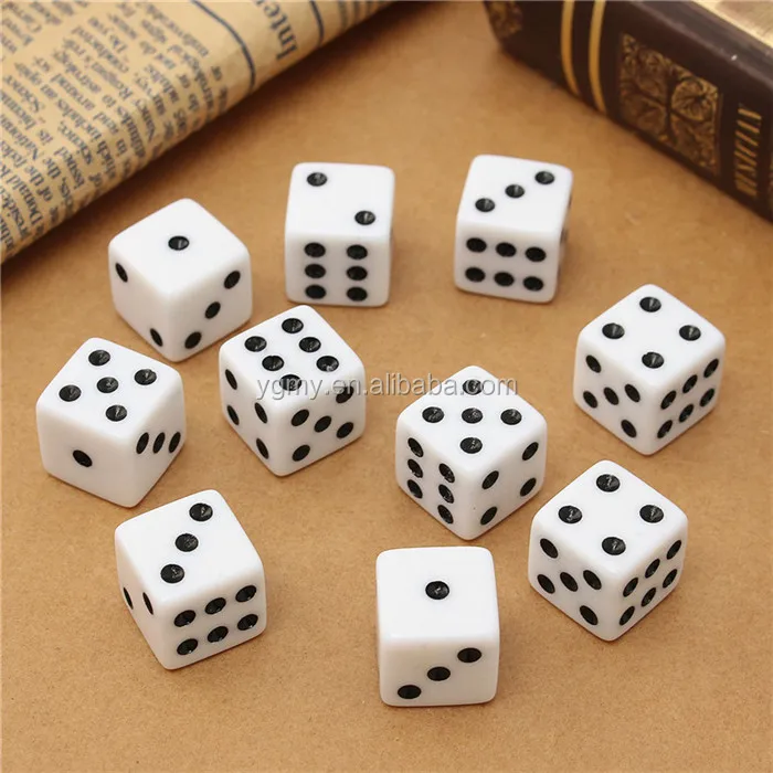 Plastic White 16mm Gaming Dice Standard Six Sided Decider Die Rpg For