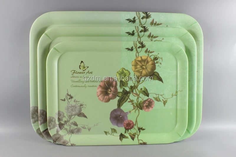 Korean-style Melamine Rectangle Tray Set Morning glory
