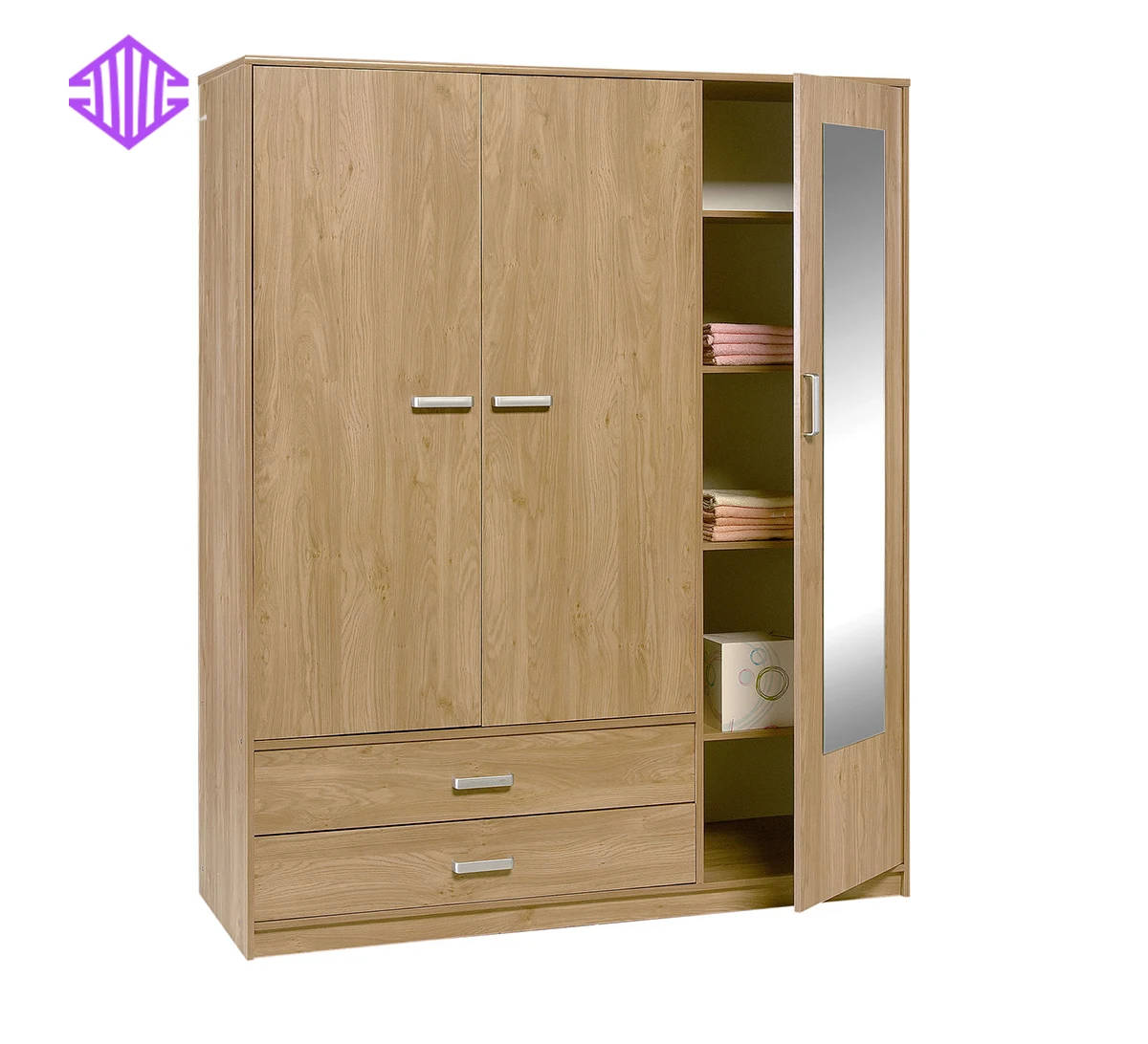 French Bedroom Solid Wood Wall Wardrobe Armoire Design For Hot