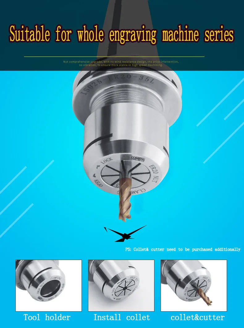 High Precision Iso10 / Iso15 / Iso25 / Iso30 Er Collet Chuck Tool