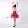 Wholesale red sequin children latin dance dress,princess latin american dancing dresses with ribbon