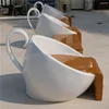 Customized fiberglass coffee cup bench and table statue for outdoor decoration