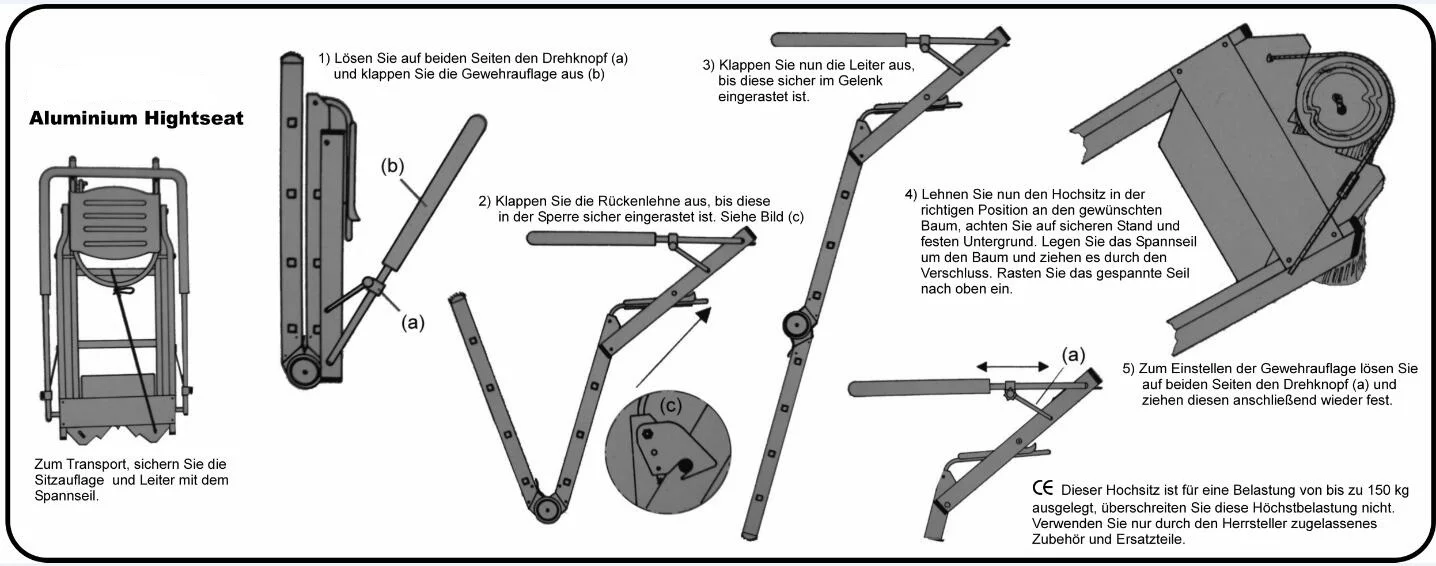 Outdoor Sports Aluminum Platform Chair Quick Stick Shooting Hunting