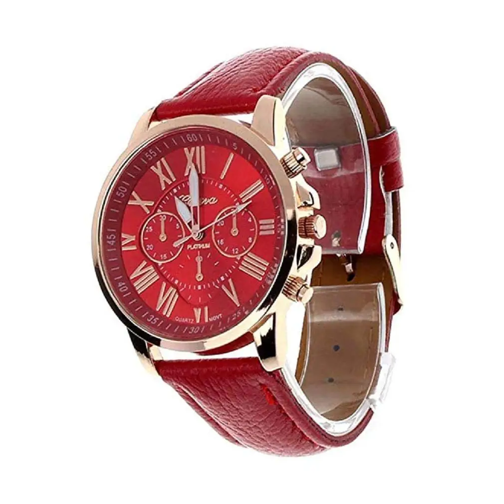 Women's Quartz Watches, Windoson Unique Analog Fashion Clearance Lady Watches Female Watches Casual Wrist Watches for Women,Round Dial Case Comfortable Faux (Red)