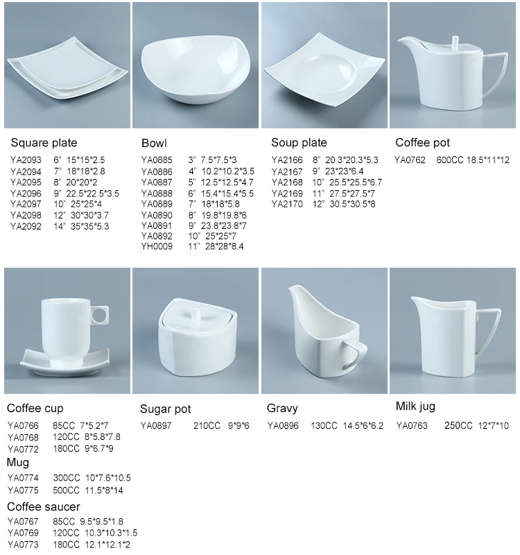 White Porcelain Ceramic Restaurant Used Italian Dinnerware 8 Piece