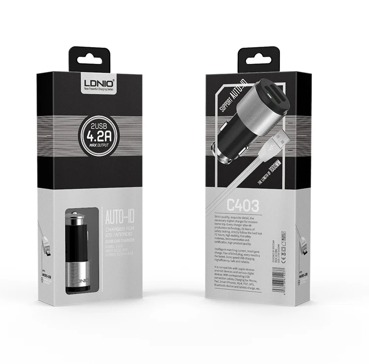 LDNIO 2usb car charger 4.2A quick charging 5v car charger Model C403