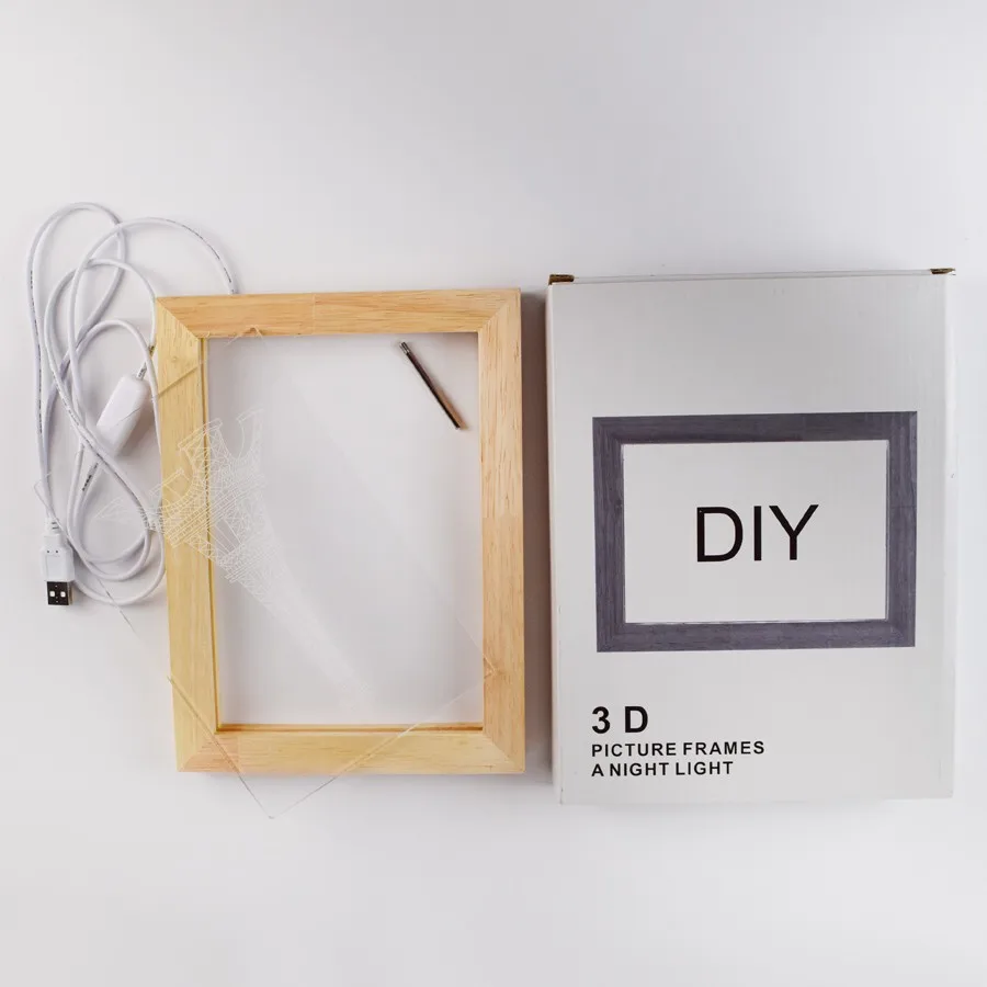 Wholesale Wooden 3D LED Photo Frames for Wedding Decor