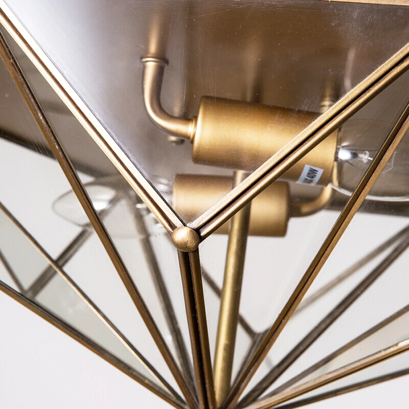 Home Illumination Modern Glass Ceiling Light Brass Flush Mount Pendant ROHS Surface Mounted IRON Incandescent Bulbs Hotel Metal