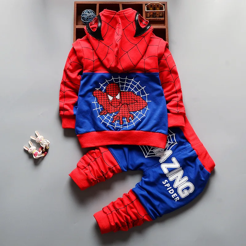 Autumn Boys Clothing Sets Kids Coat jacket+T Shirt+Pants 3 Pcs Children Sport Suits Baby Boys Spider Man Clothes Set