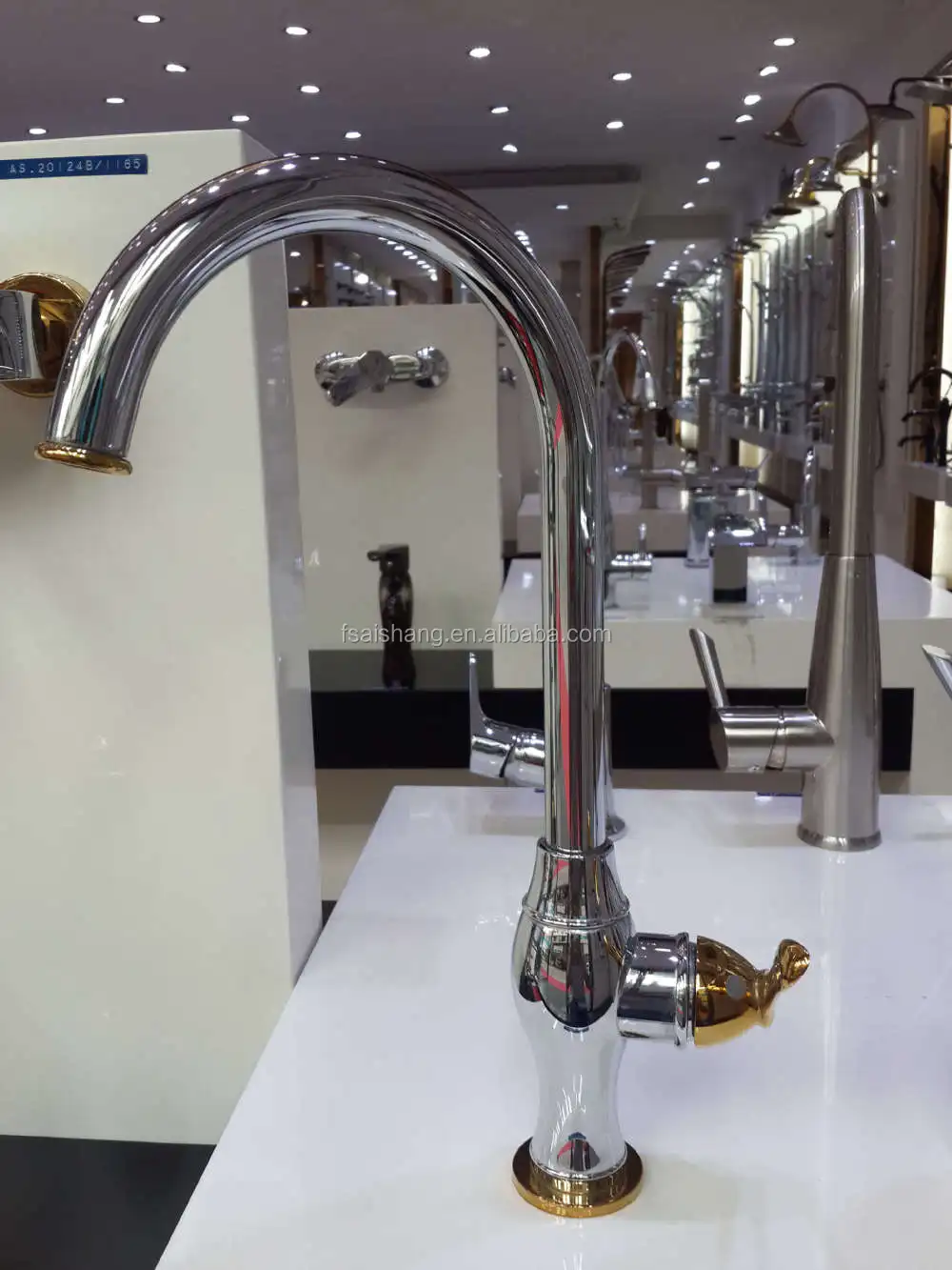 Gold And Silver Color Brass Faucet With Long Neck Faucet Buy Long