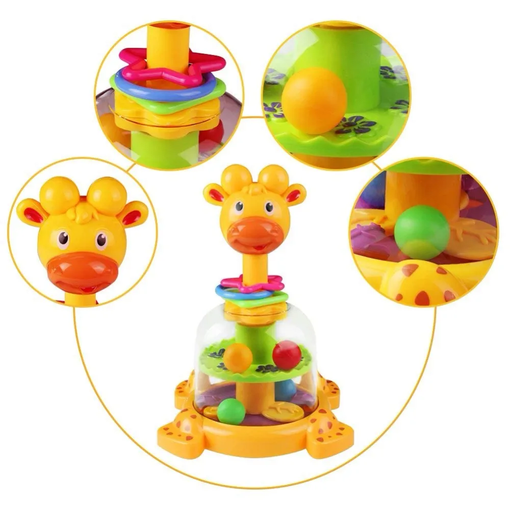 Baby Funny Rotary Baby Rattle Swirl Ball Giraffe Spinner With Colorful