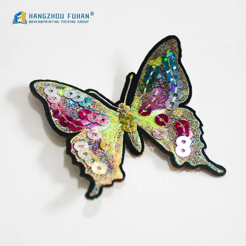 Customized Sequin Embroidery Butterfly Badge With Ironon Backing Buy