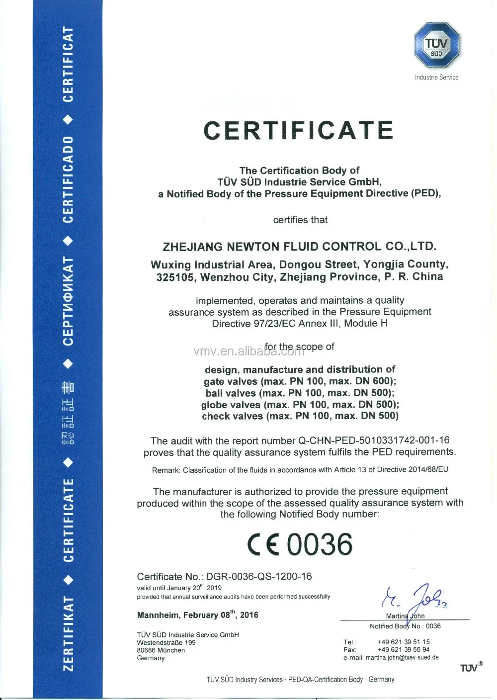 Zhejiang_Newton_Certificate_H_englisch_2016