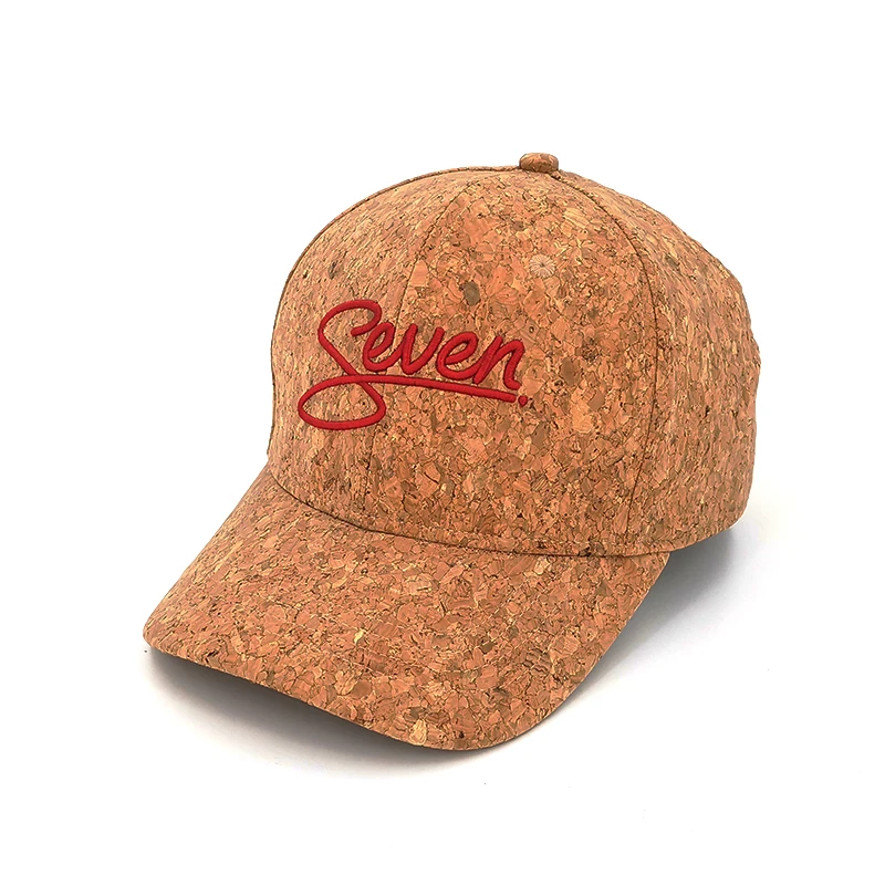 Real Cork 6 Panel Baseball Cap With Puff Embroidery,Real Cork Hat,Cork