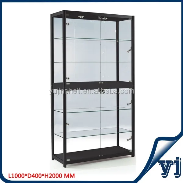 L Shape Showroom Glass Vitrine Display With Corner Vitrine