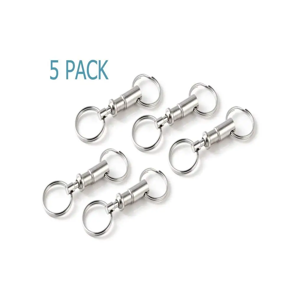 Rongbo 2 Pack Quick Release Detachable Pull Apart Key Rings Keychains,Double Spring Split Snap Seperate Chain Lock Holder Convenient Accessory Gift