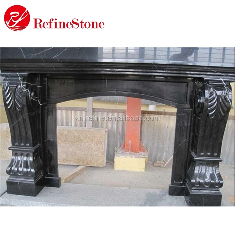 Easy Cleaning Black Marquina Marble Fierplace With White Vein