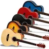 Bright color strip matte wholesale 40 inch full beech acoustic guitar beginner acoustic guitar