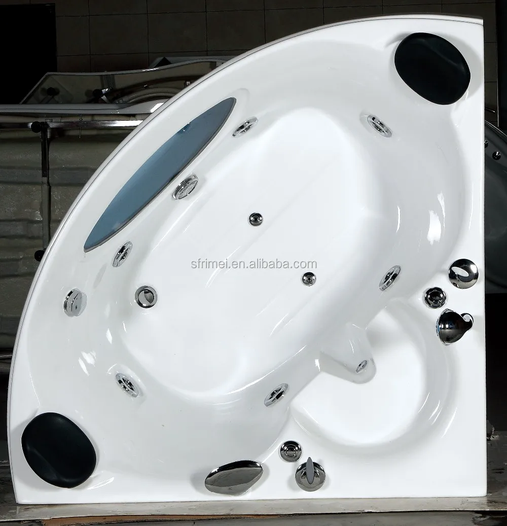 K8913 Acrylic Corner 2 Person Skirt Transparent Freestanding Bath Tub