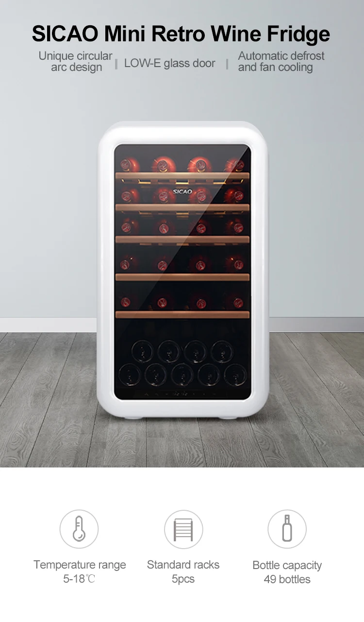 Sicao Mini Electric Compressor Full Retro Moon Red Wine Cooler