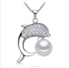 925 silver dolphin shape cute girls lovely gift 10-11mm AAA flat jewelry genuine pearl pendant